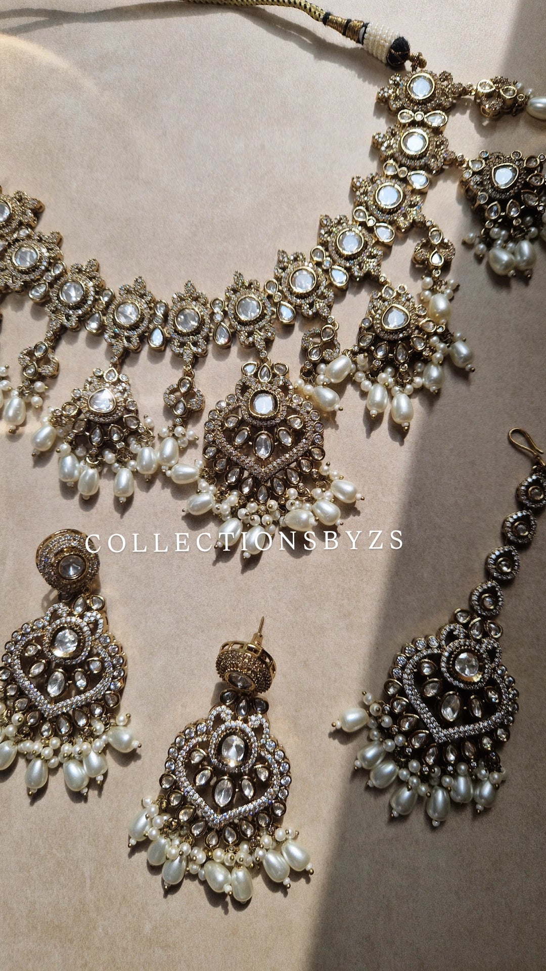 RADIKA- *Premium* Indian Bridal- Beautiful & Elegant Indian Bridal Mossonite Choker , Earrings & Tikka Set