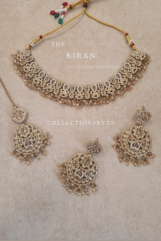 KIRAN - Golden and Silver two toned elegant Indian Jewellery Set.