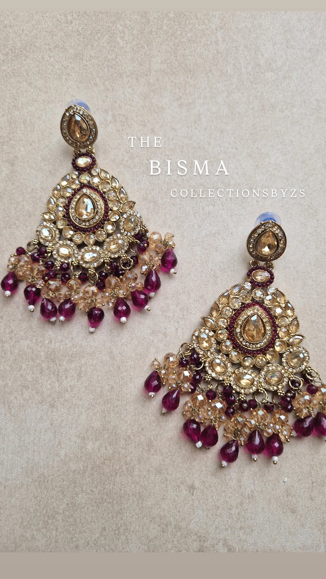 BISMA - Indian Earrings -PLUM