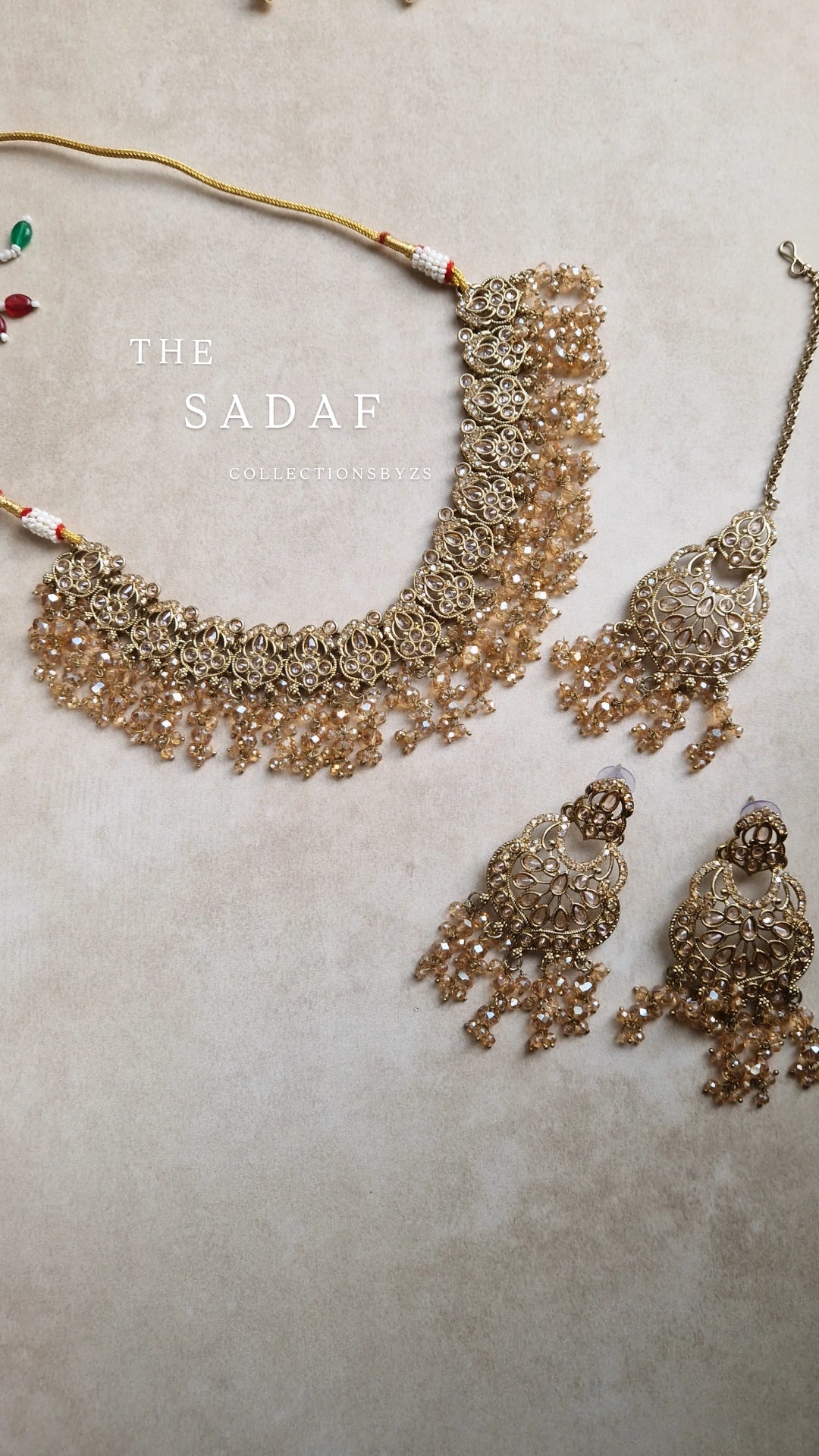 SADAF - Full Gold elegant Indian AD Jewellery Set