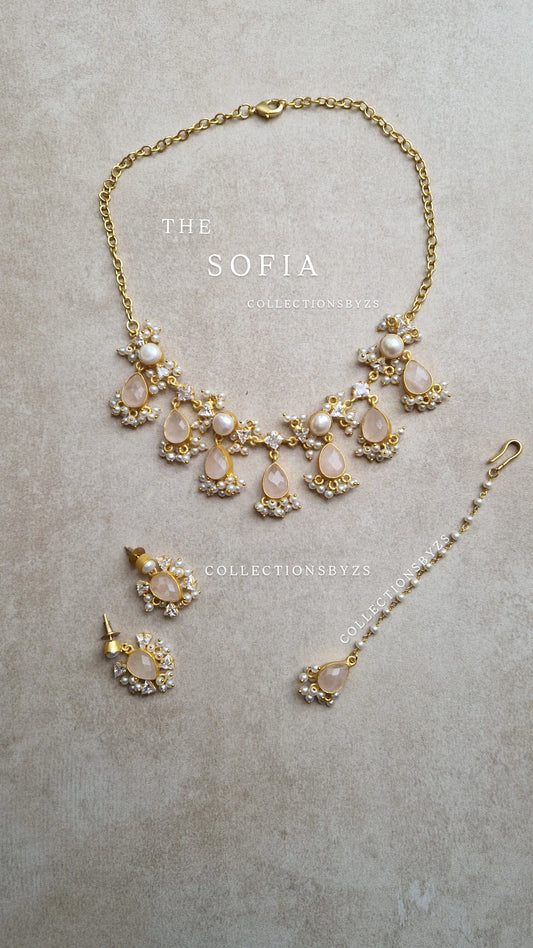 SOFIA- VERY Small, Beautiful Elegant Premium, Mother of Pearl & Rose Quartz