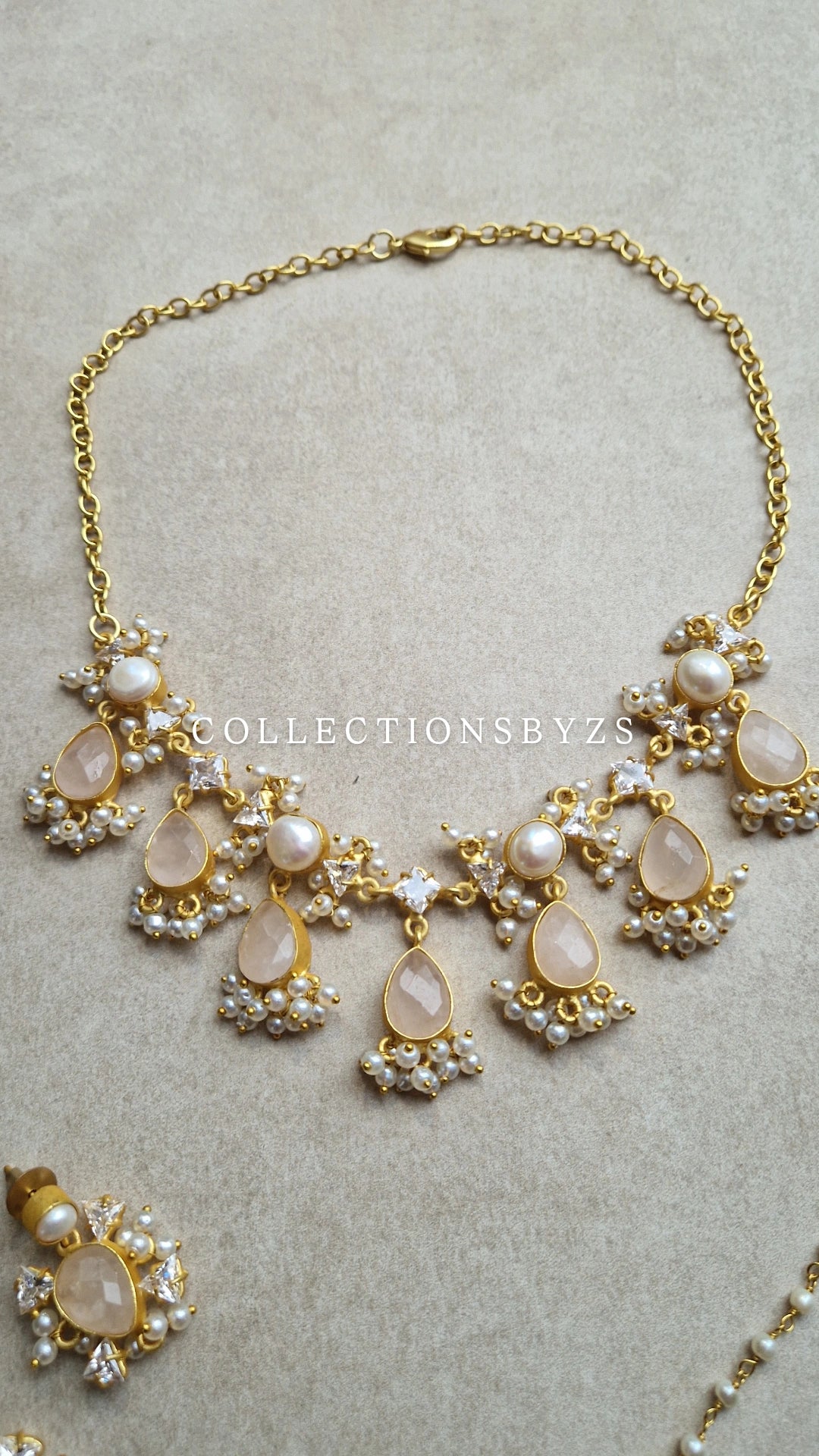 SOFIA- VERY Small, Beautiful Elegant Premium, Mother of Pearl & Rose Quartz