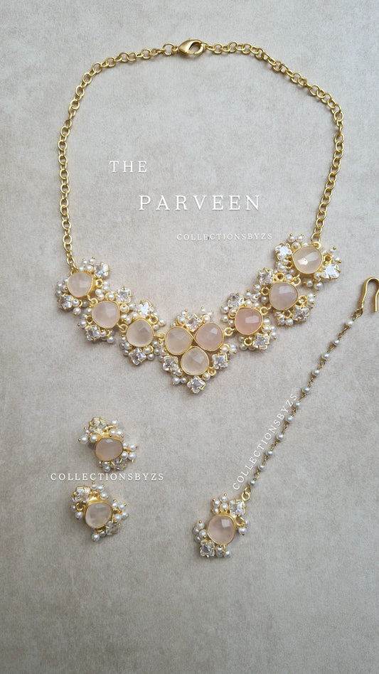 PARVEEN- Very Small Beautiful Elegant *Premium* Mother of Pearl - Rose Quartz