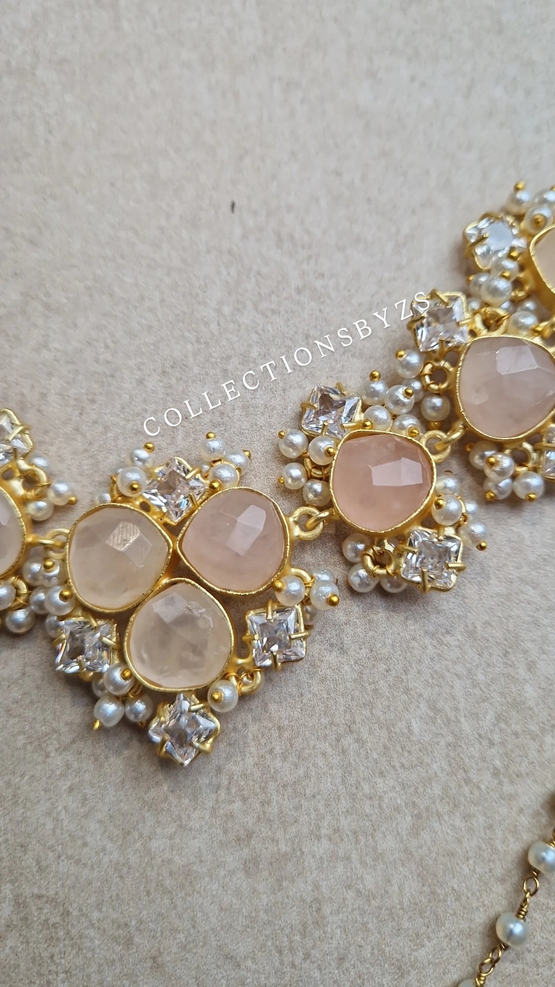PARVEEN- Very Small Beautiful Elegant *Premium* Mother of Pearl - Rose Quartz