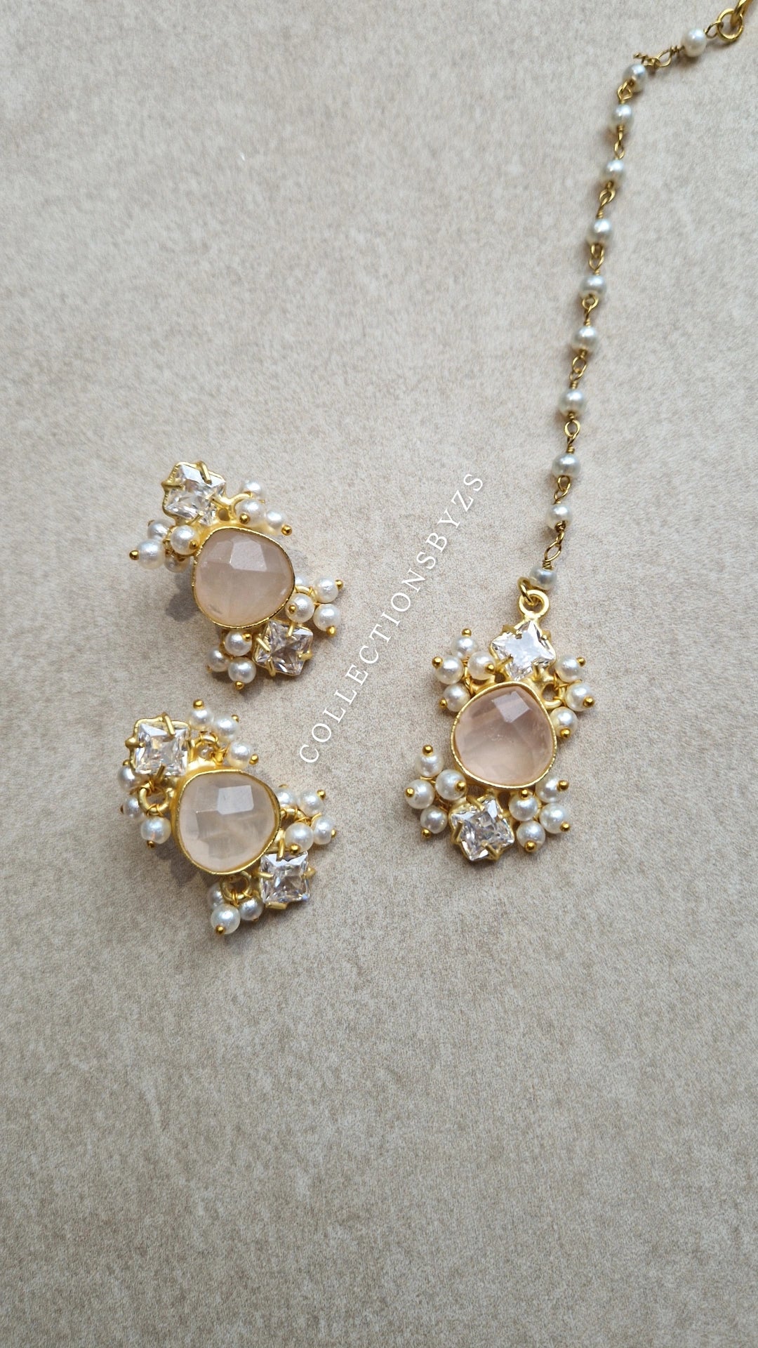 PARVEEN- Very Small Beautiful Elegant *Premium* Mother of Pearl - Rose Quartz