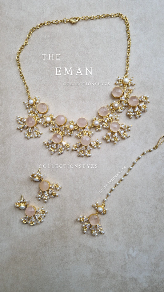 EMAN  Elegant, Luxury *Premium* Fresh Water pearl and Rose Quartz