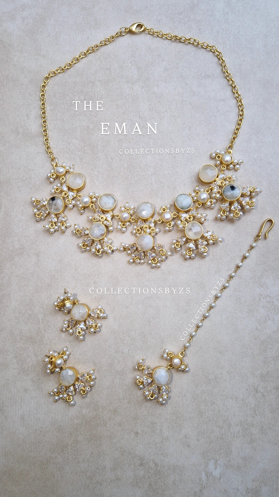EMAN  Elegant, Luxury *Premium* Fresh Water Pearl and Moonstone. Necklace & Choker.