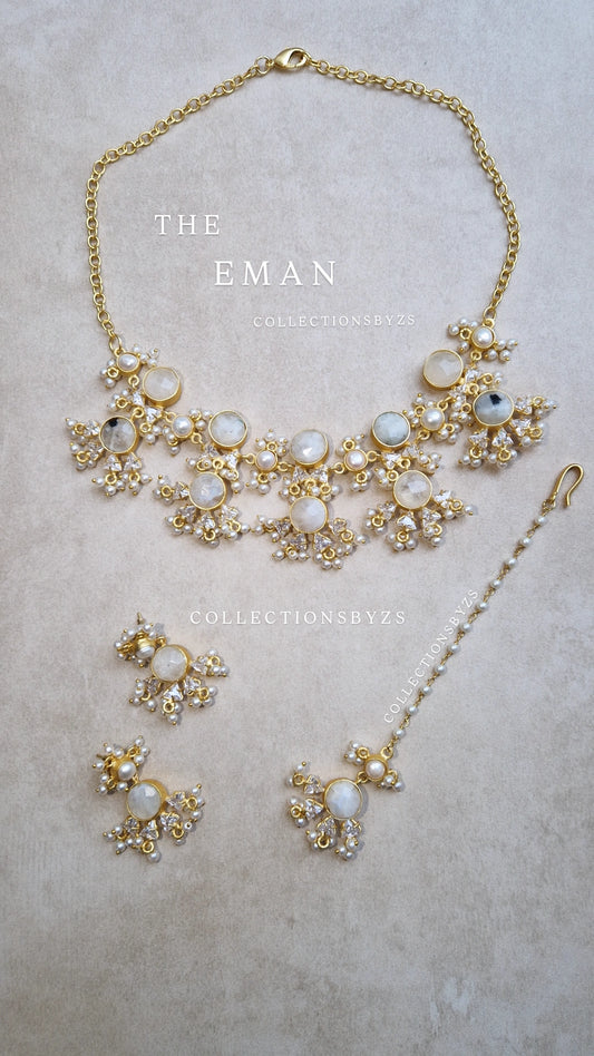 EMAN  Elegant, Luxury *Premium* Fresh Water Pearl and Moonstone. Necklace & Choker.