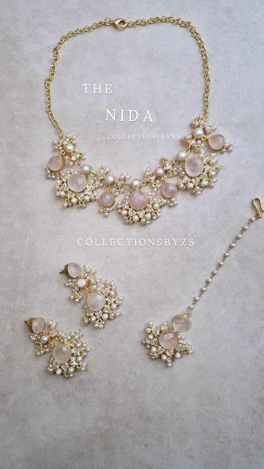 NIDA- Elegant, Luxury *Premium* Fresh Water Pearl and Rose Quartz