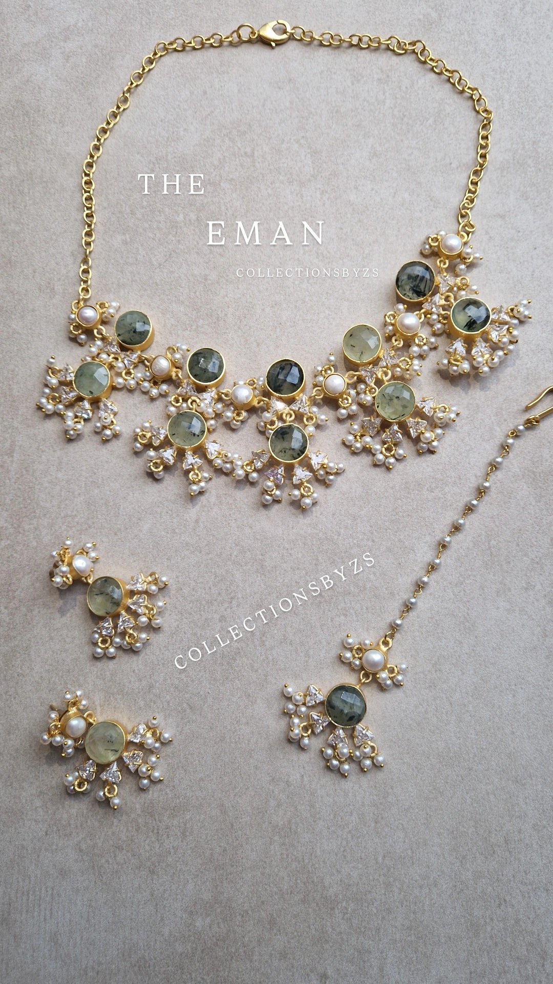 EMAN  Elegant, Luxury *Premium* Fresh Water Pearl and SAGE (Necklace OR Choker)