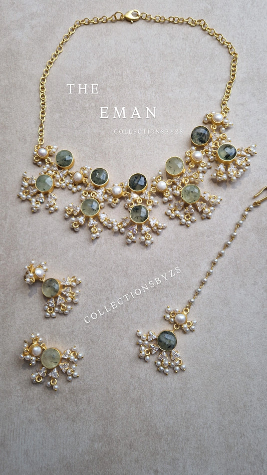 EMAN  Elegant, Luxury *Premium* Fresh Water Pearl and SAGE (Necklace OR Choker)