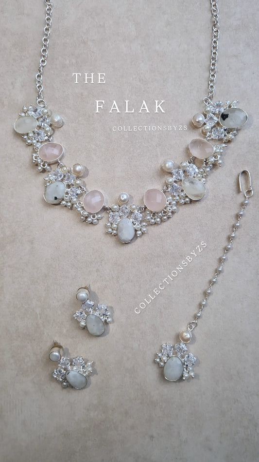 FALAK Small Beautiful Elegant *Premium* Mother of Pearl& -Moonstone & Rose Quartz SILVER