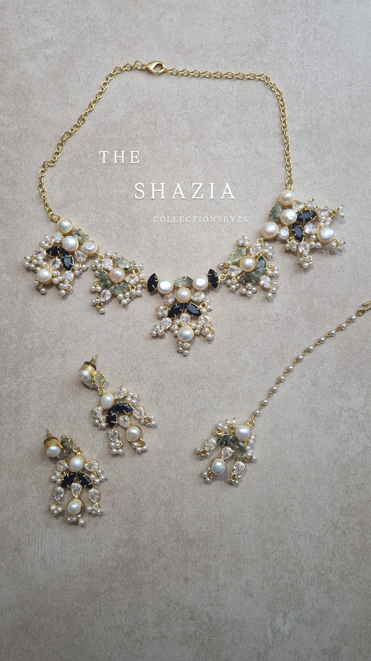 SHAZIA- *Premium* Fresh Water Pearls and SAGE & BLACK Semi precious stones.