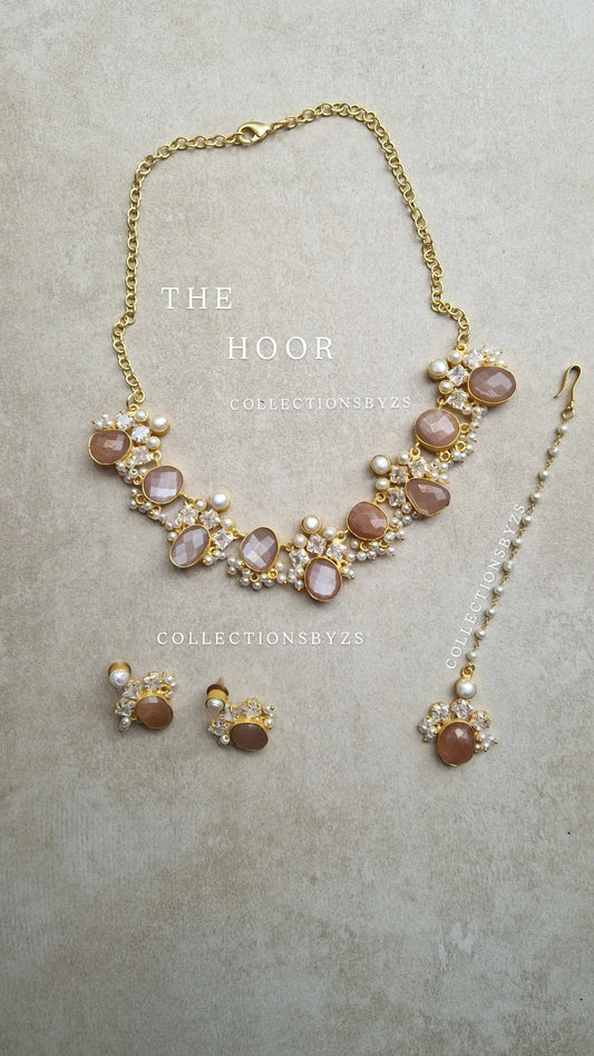 HOOR Small yet Beautiful Elegant Premium Mother of Pearl & Powder Pink - Morganite Brown