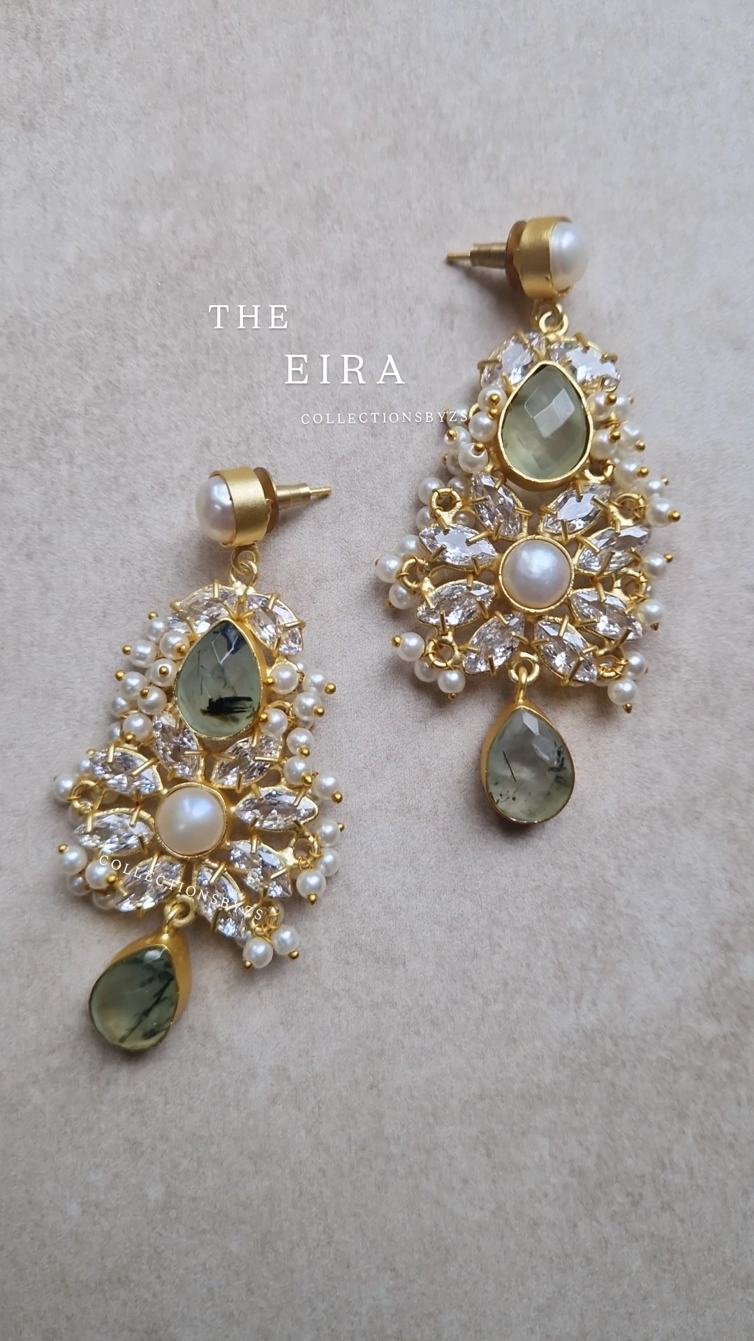 EIRA - *Premium*  Semi Precious & Real Fresh Water Pearl Earrings - SAGE