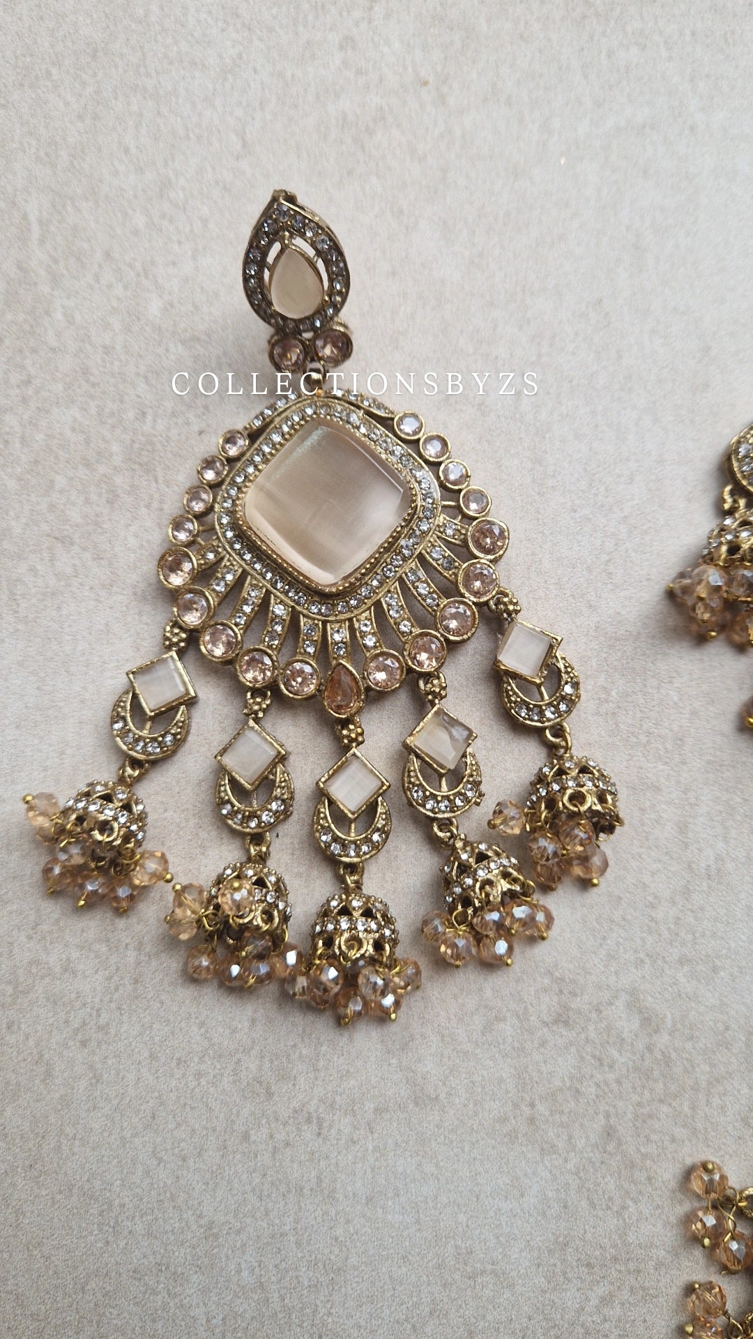 FAJR - Pakistani Earrings & Tikka Set- GOLD