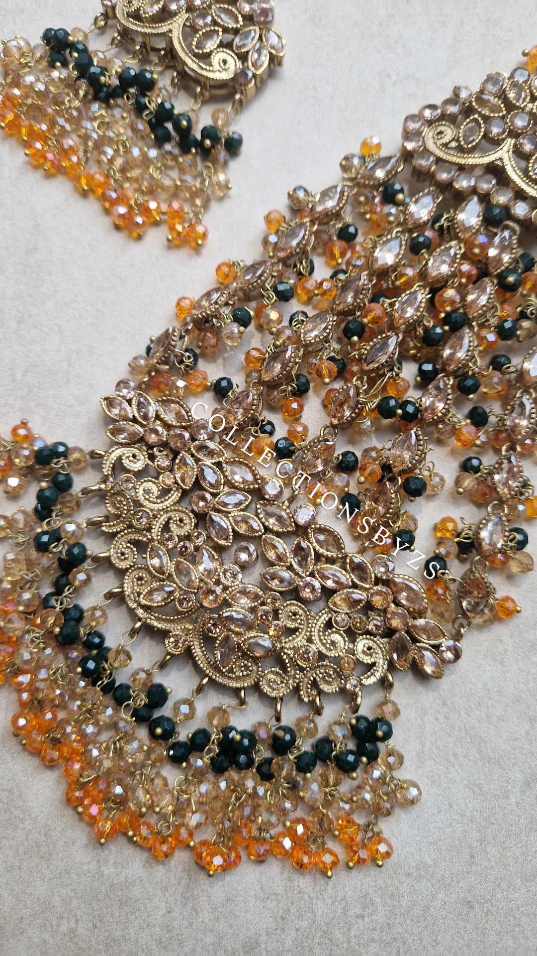 HUMAIRA - Mehndi Green & Orange Bridal Jewellery Set