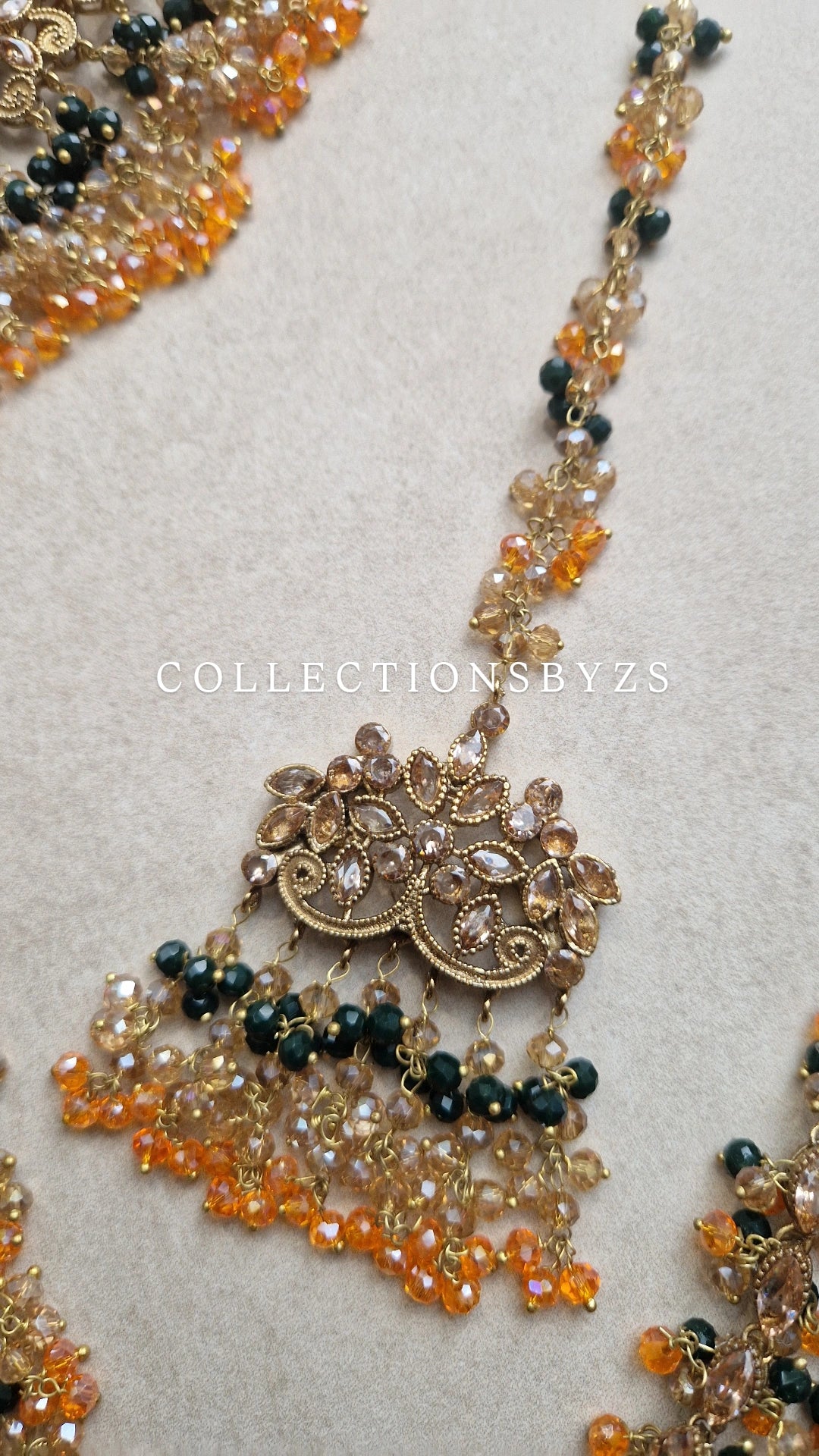 HUMAIRA - Mehndi Green & Orange Bridal Jewellery Set