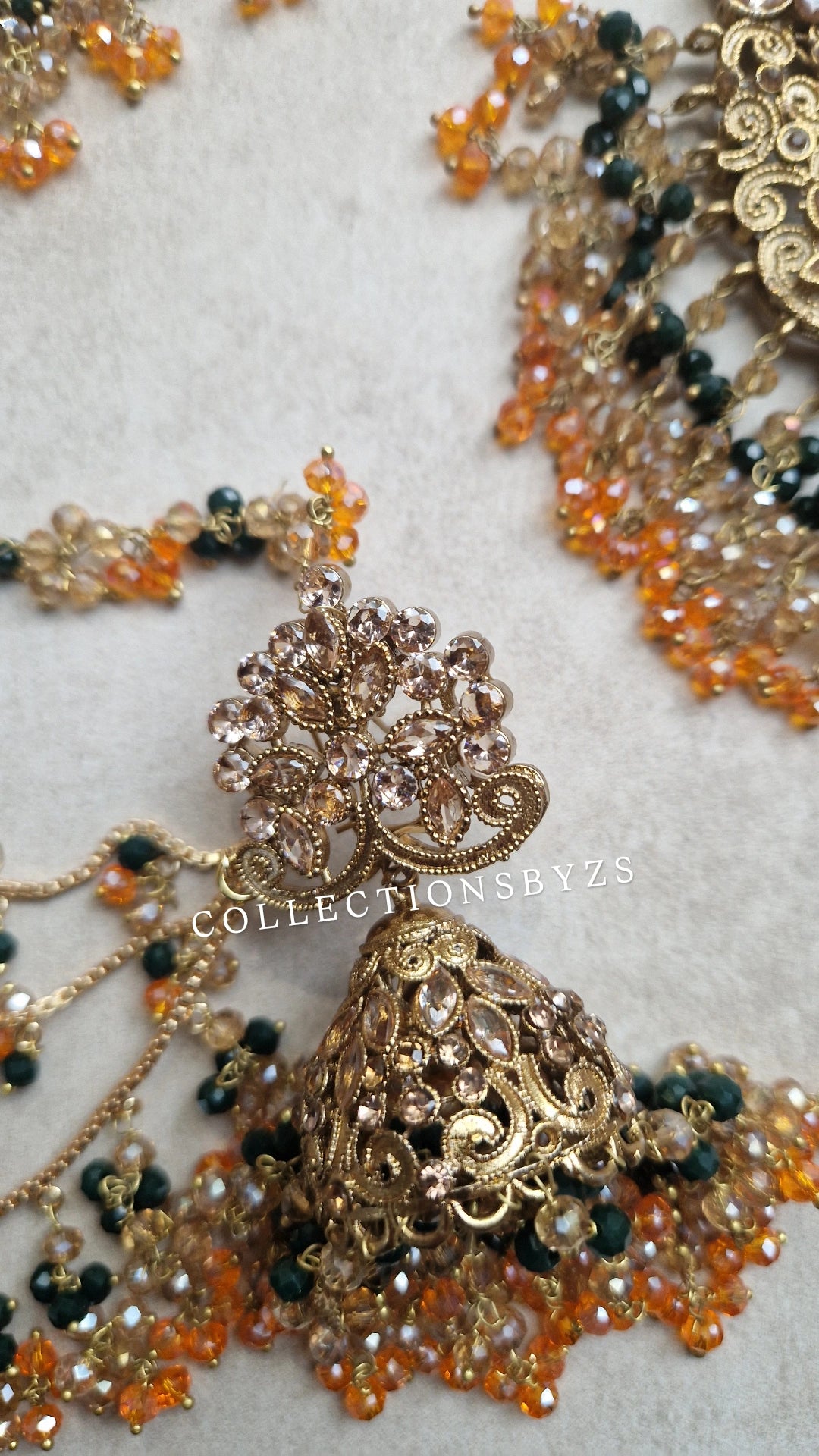 HUMAIRA - Mehndi Green & Orange Bridal Jewellery Set