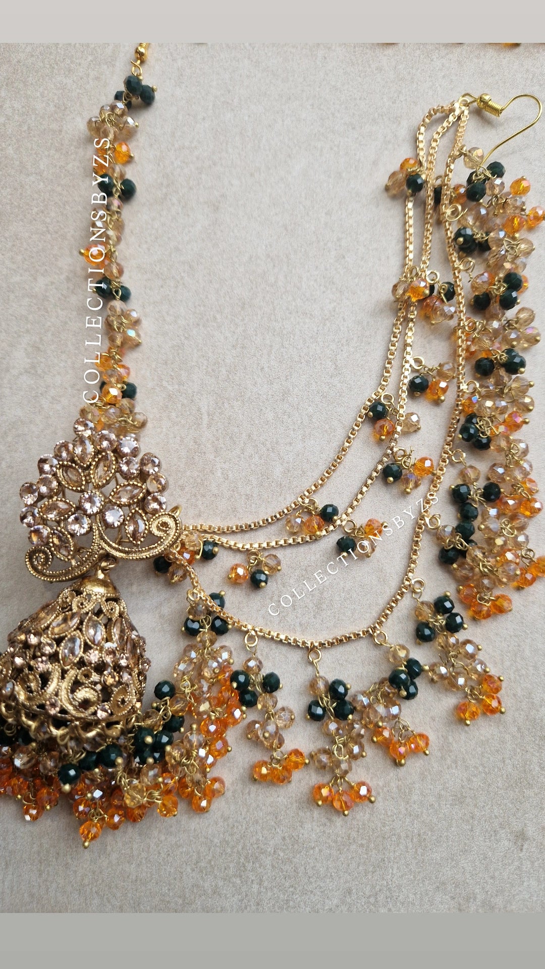 HUMAIRA - Mehndi Green & Orange Bridal Jewellery Set