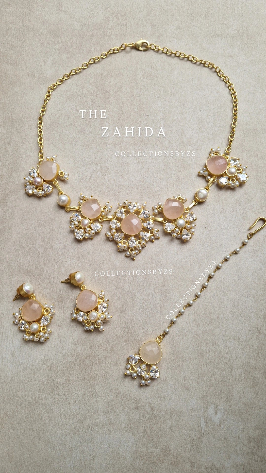 ZAHIDA - Small *Premium* Fresh Water Pearl and Rose Quartz Set