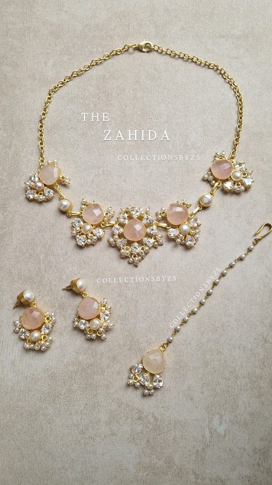 ZAHIDA - Small *Premium* Fresh Water Pearl and Rose Quartz Set