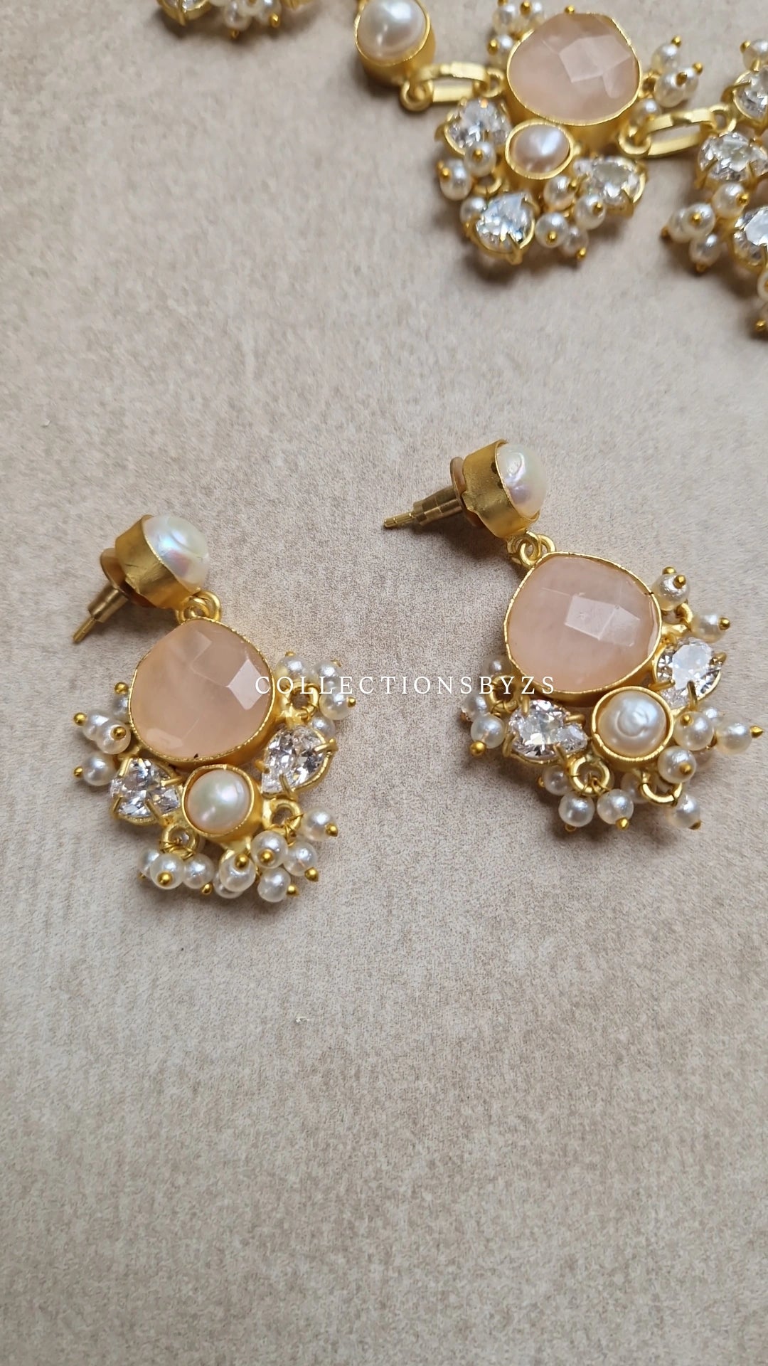 ZAHIDA - Small *Premium* Fresh Water Pearl and Rose Quartz Set