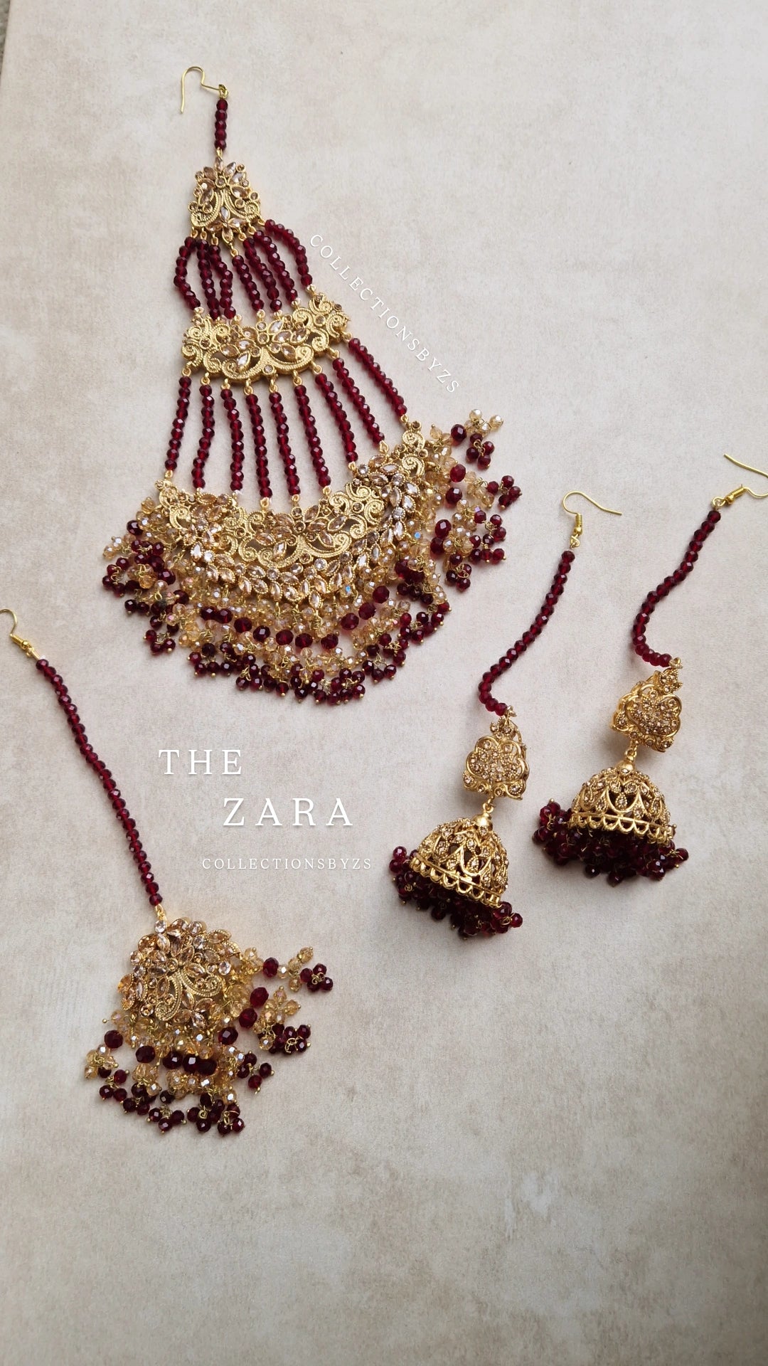 ZARA- Premium Pakistani Earrings, Tikka and OVERSIZED Jhumar Set