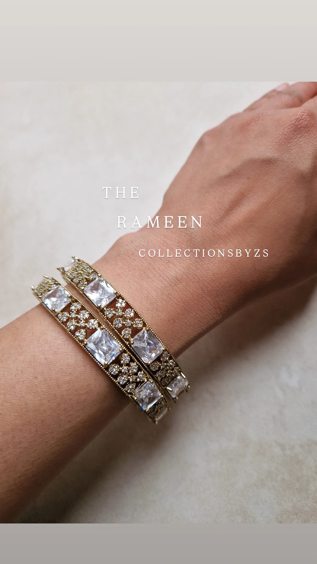 RAMEEN- Elegant American Diamond bangles - Mehndi/Antique Finish