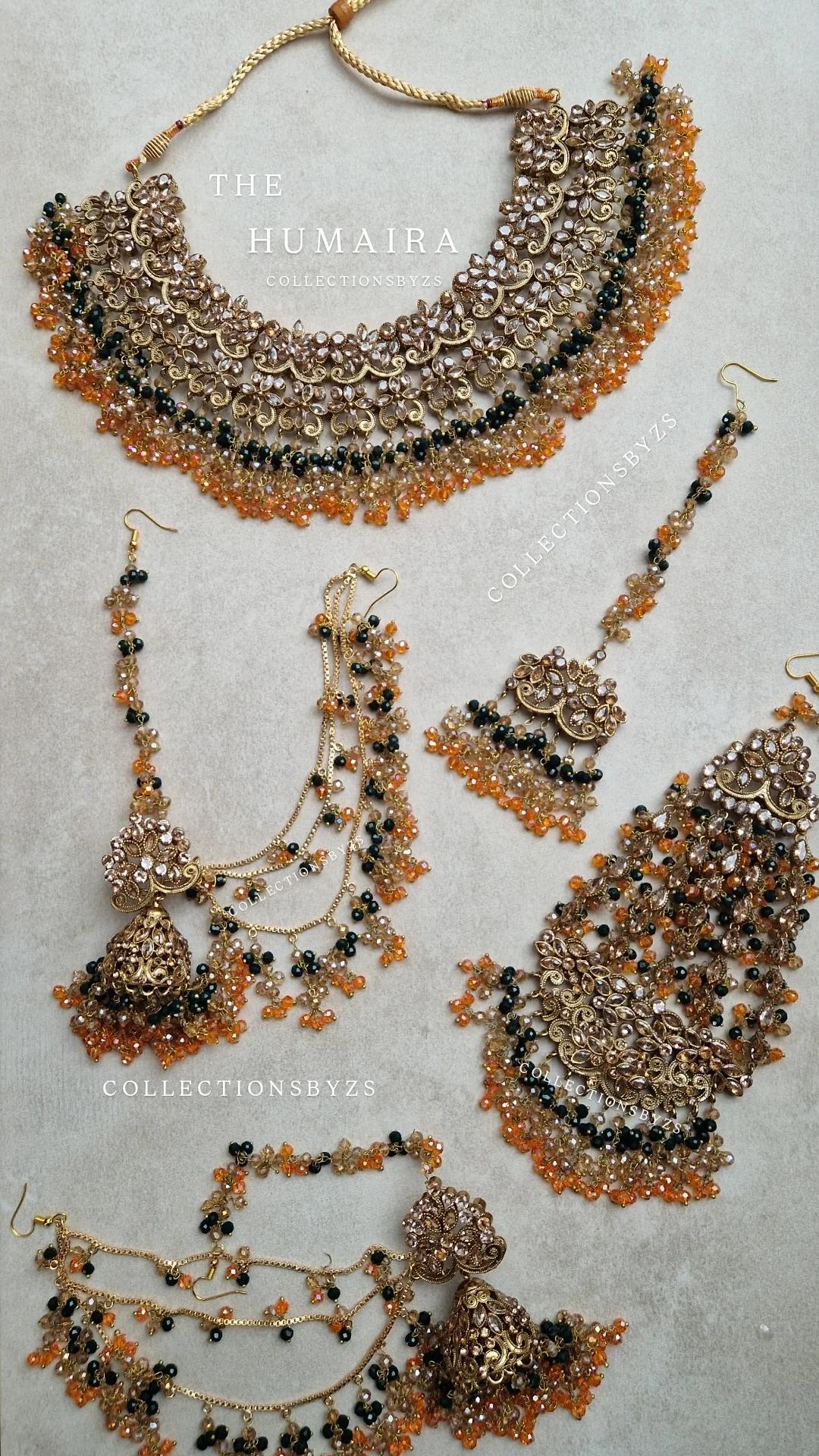 HUMAIRA - Mehndi Green & Orange Bridal Jewellery Set