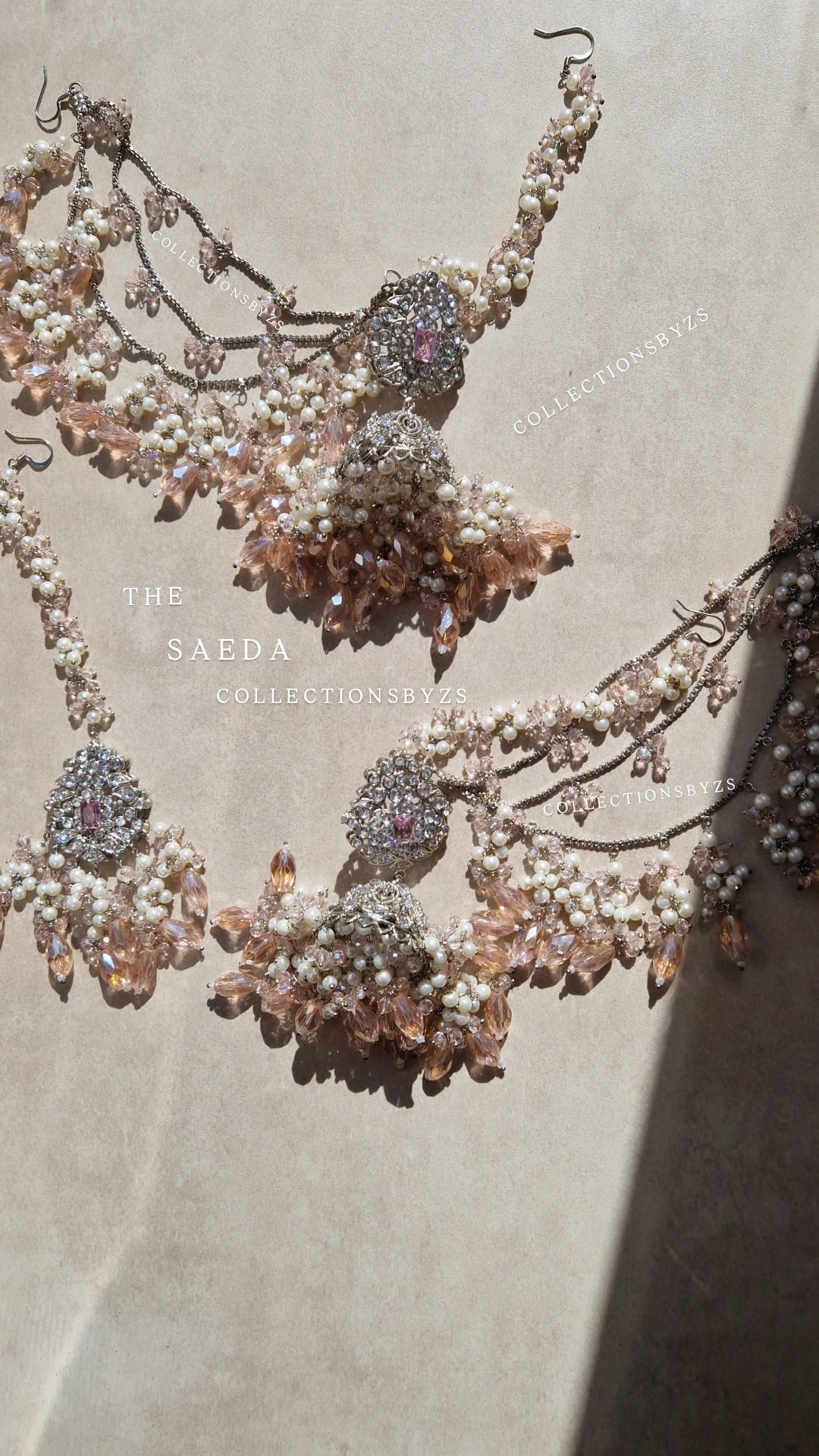 SAEDA - Elegant Oversized Pakistani Jhumkas and Tikka Set.