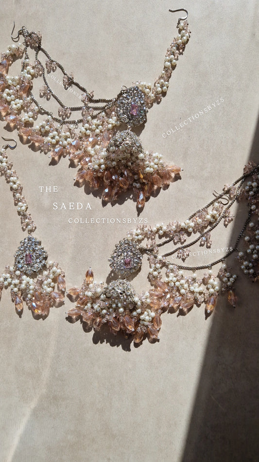 SAEDA - Elegant Oversized Pakistani Jhumkas and Tikka Set.