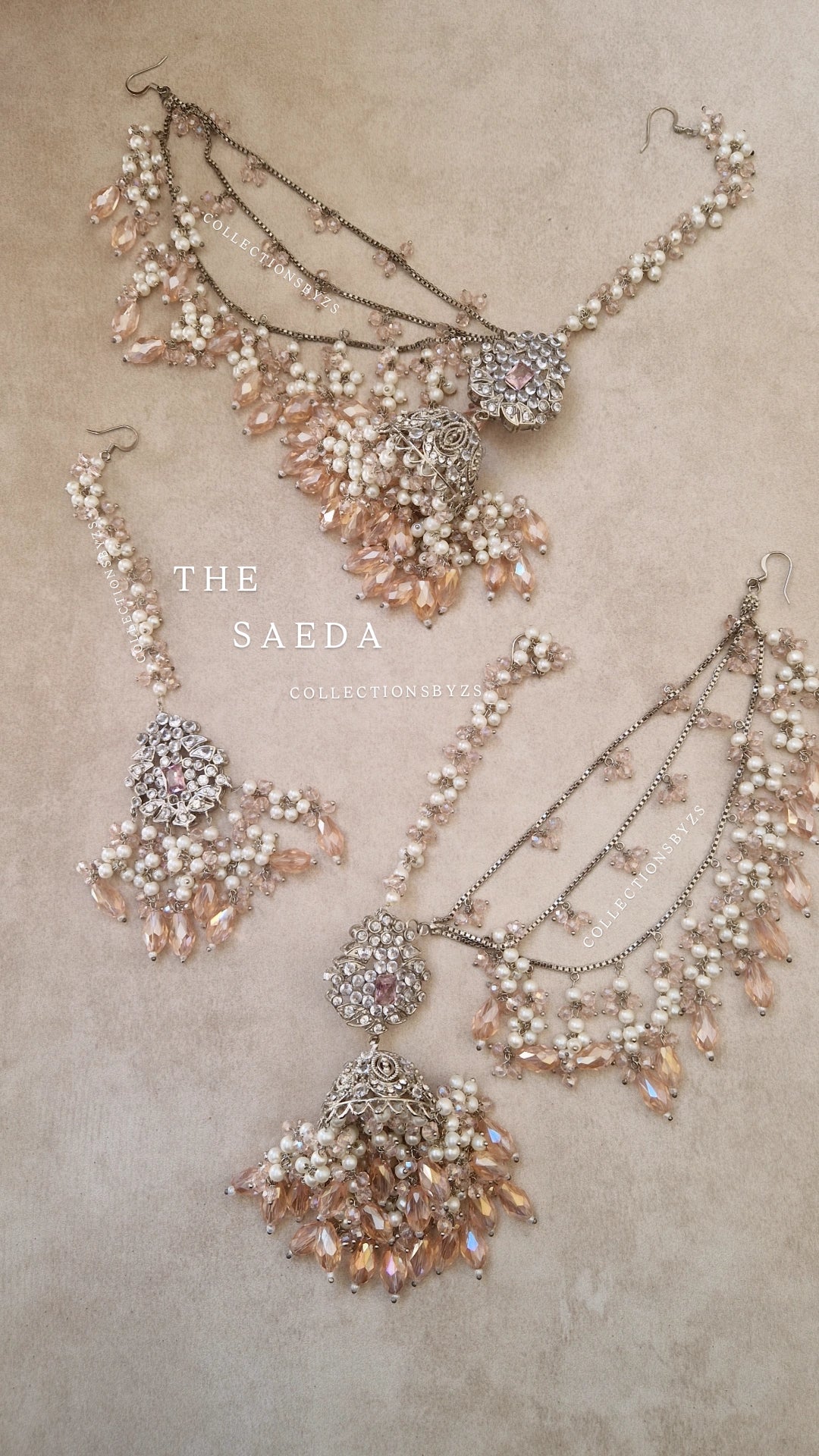 SAEDA - Elegant Oversized Pakistani Jhumkas and Tikka Set.