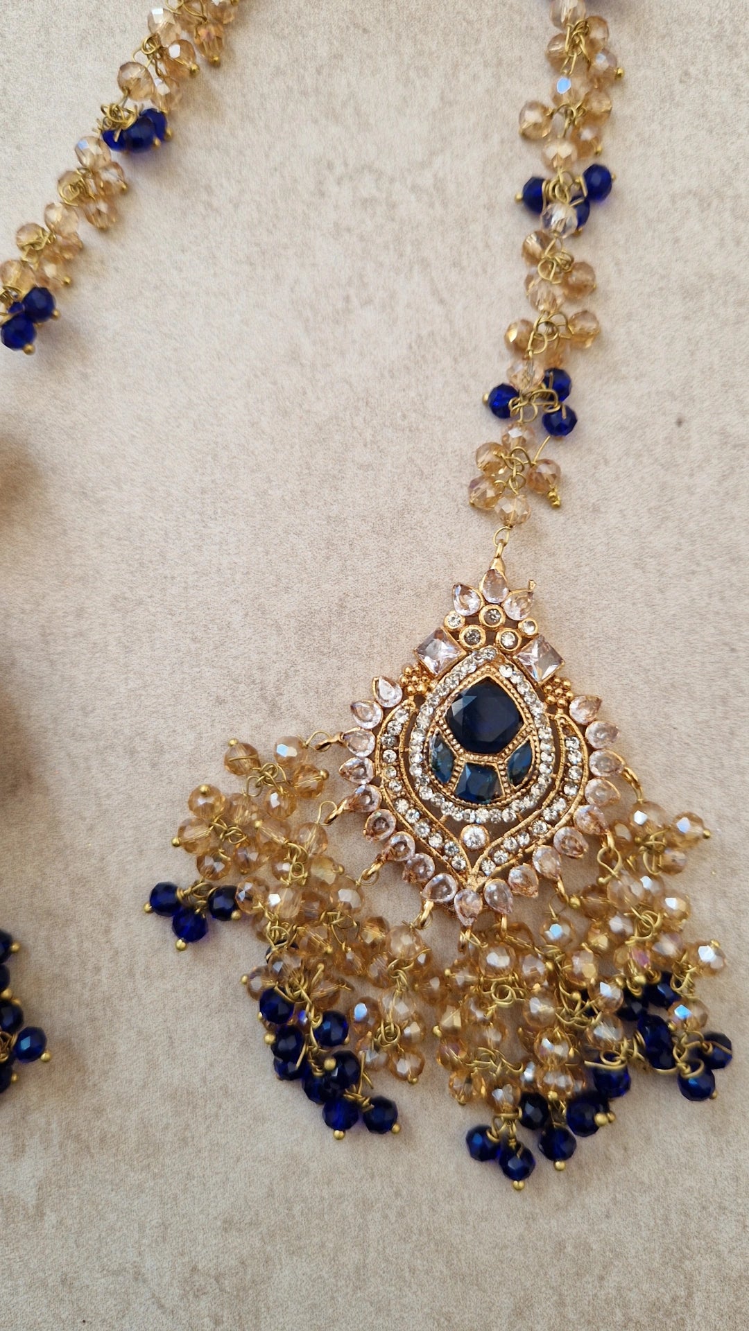 INARA -Pakistani Earrings & Tikka - ROYAL BLUE & GOLD