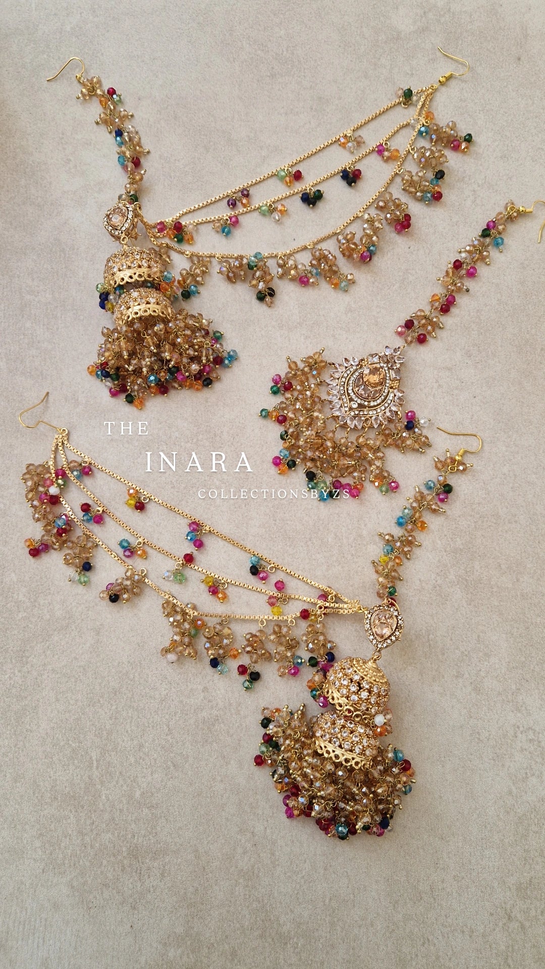 INARA -Pakistani Earrings & Tikka - Multicoloured