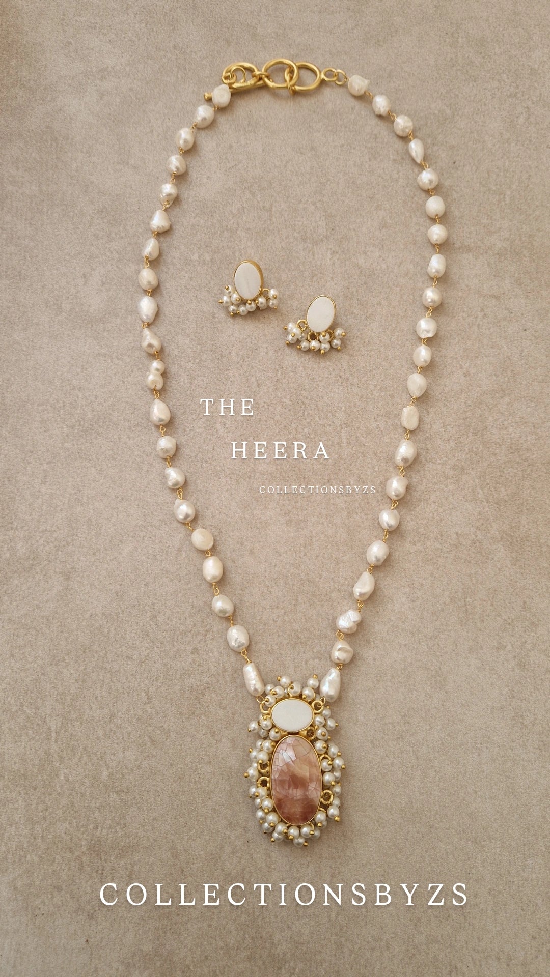 HEERA- *Premium* Fresh water Pearls Mini Mala and Mini Earring - PINK