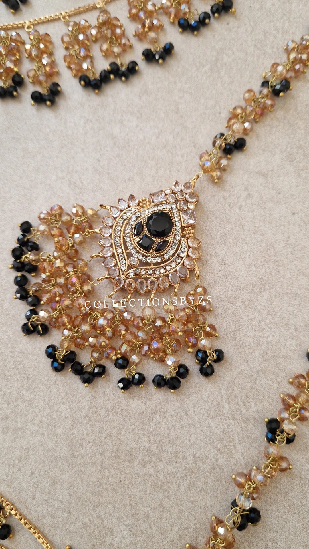 INARA -Pakistani Earrings & Tikka - BLACK & GOLD
