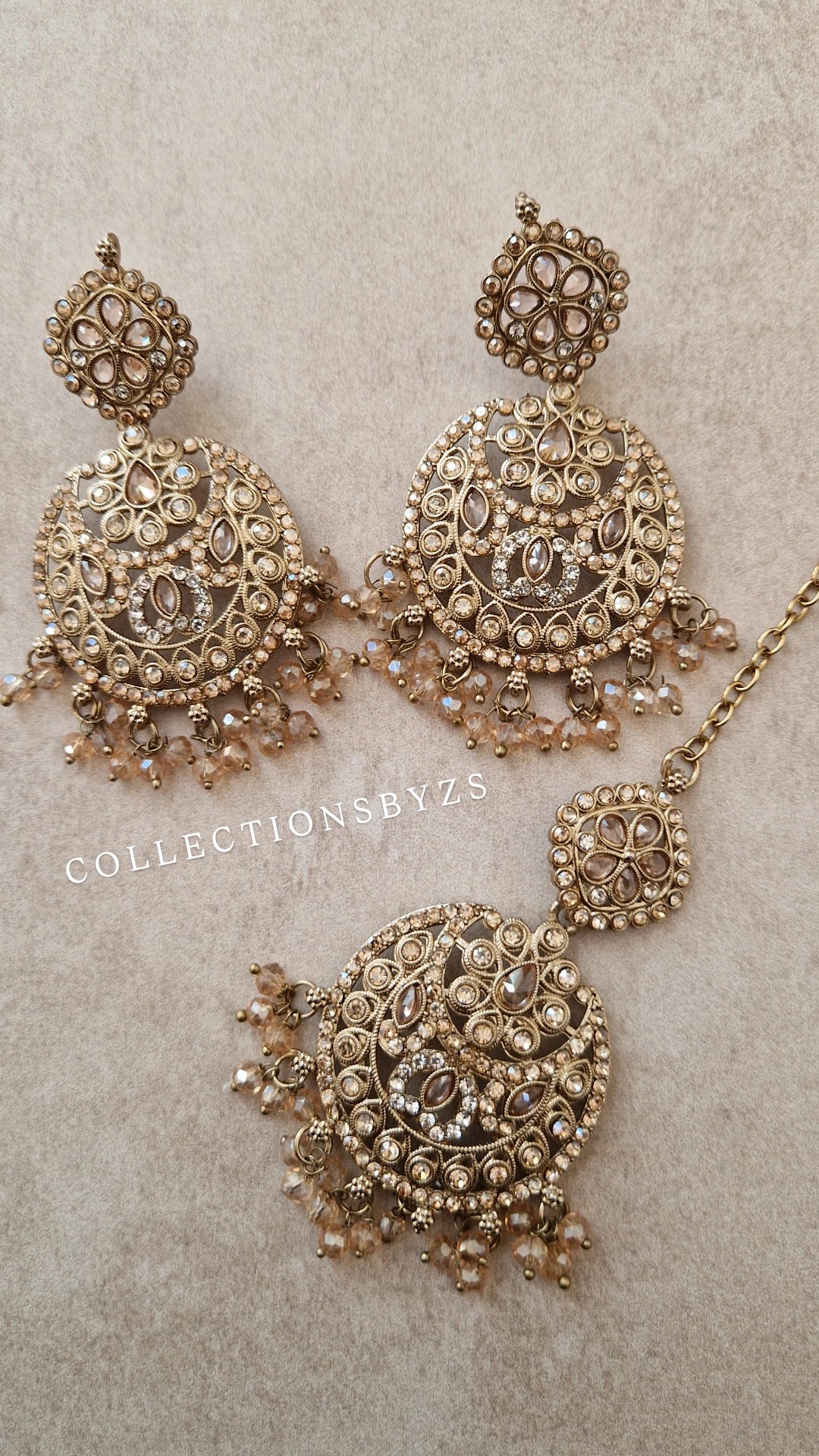 Two toned Golden and Silver Earring and Tikka Set
