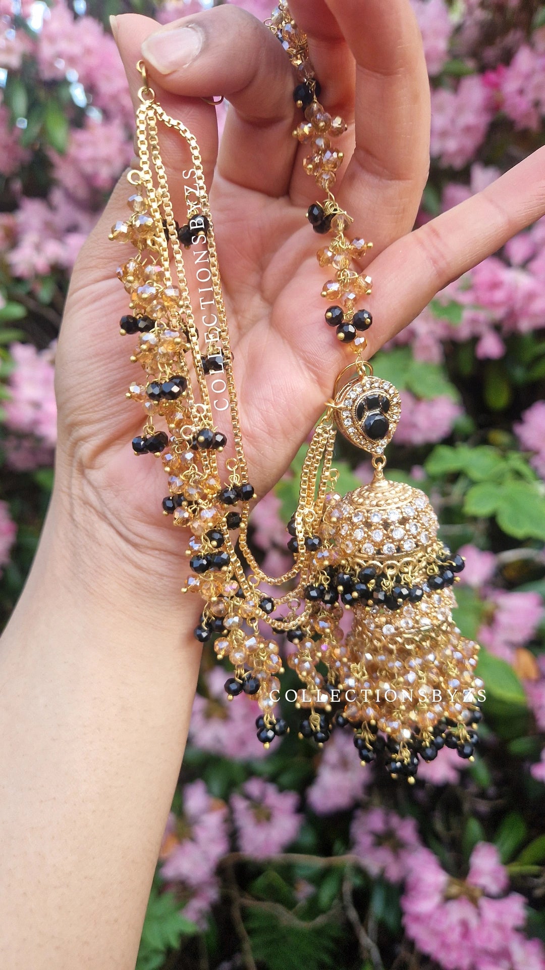 INARA -Pakistani Earrings & Tikka - BLACK & GOLD