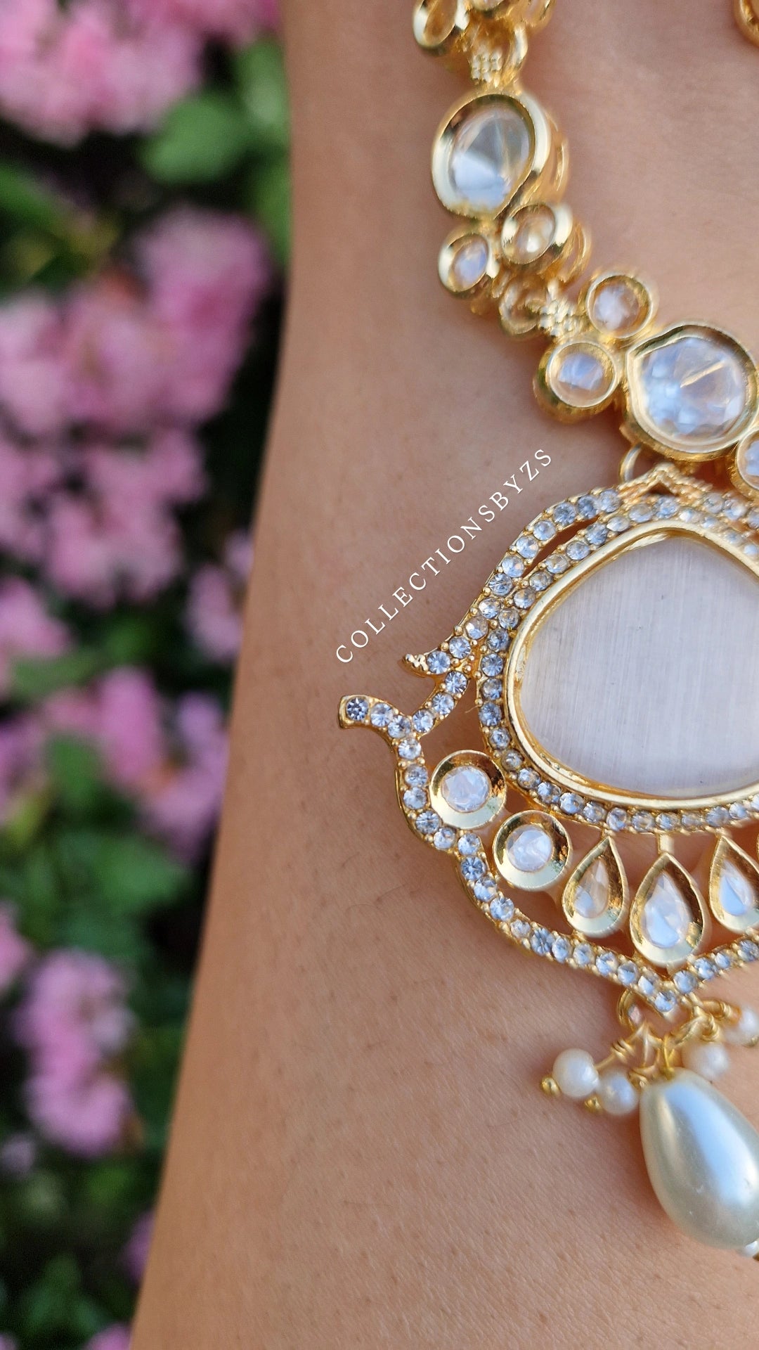 MISHAAL:- Inspired Kundan Mossonite Pendant/Mala Set
