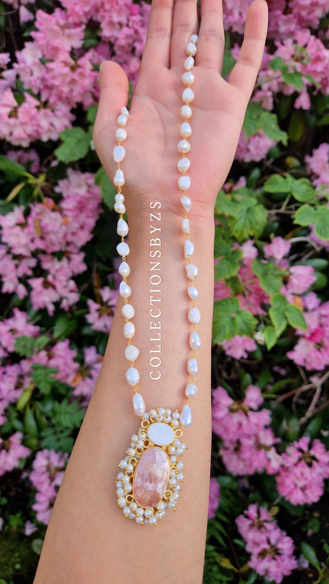 HEERA- *Premium* Fresh water Pearls Mini Mala and Mini Earring - PINK