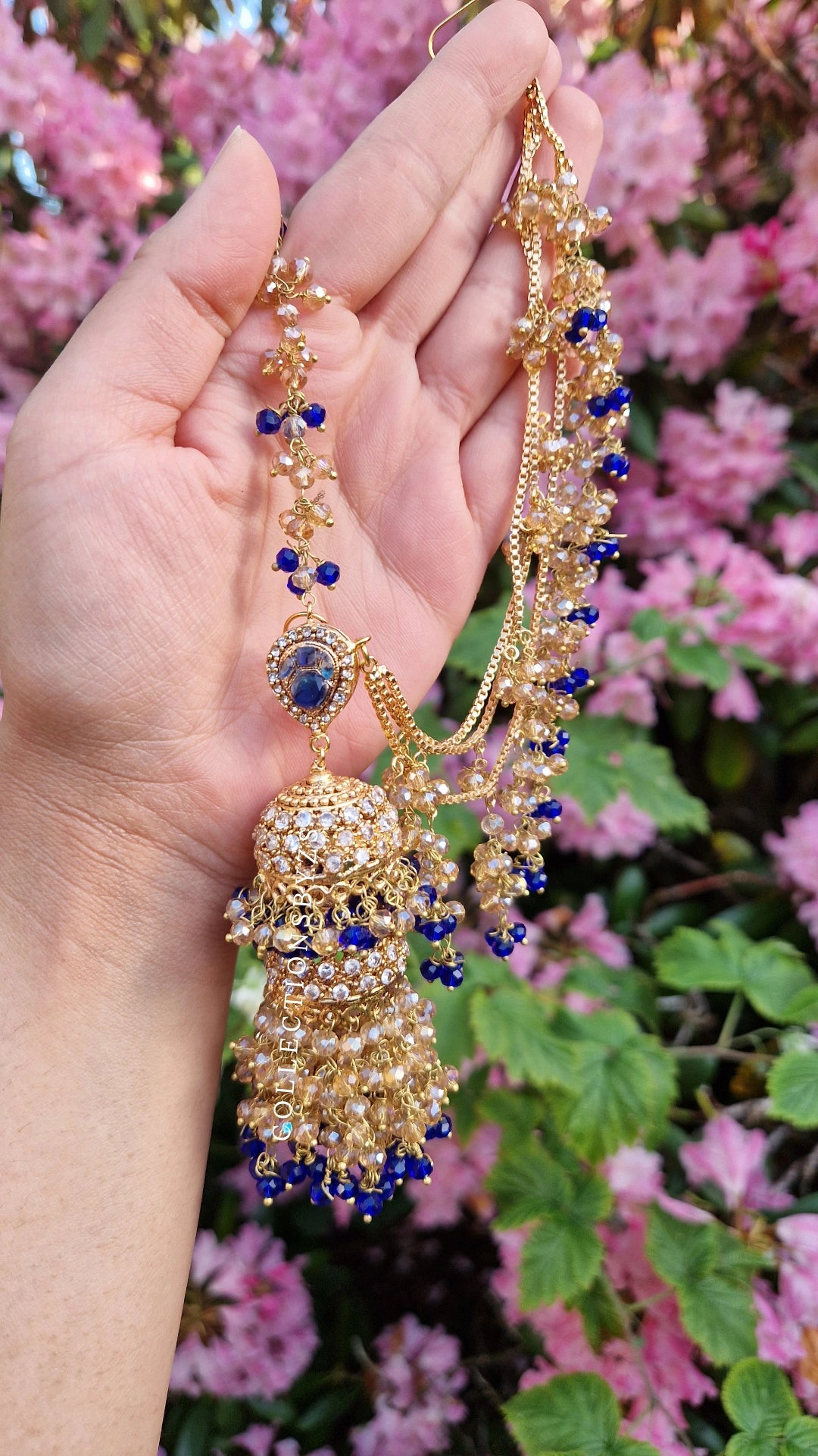 INARA -Pakistani Earrings & Tikka - ROYAL BLUE & GOLD