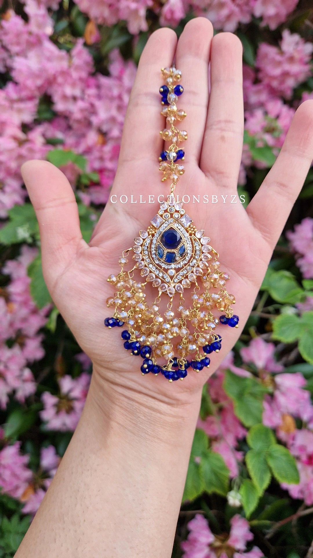 INARA -Pakistani Earrings & Tikka - ROYAL BLUE & GOLD
