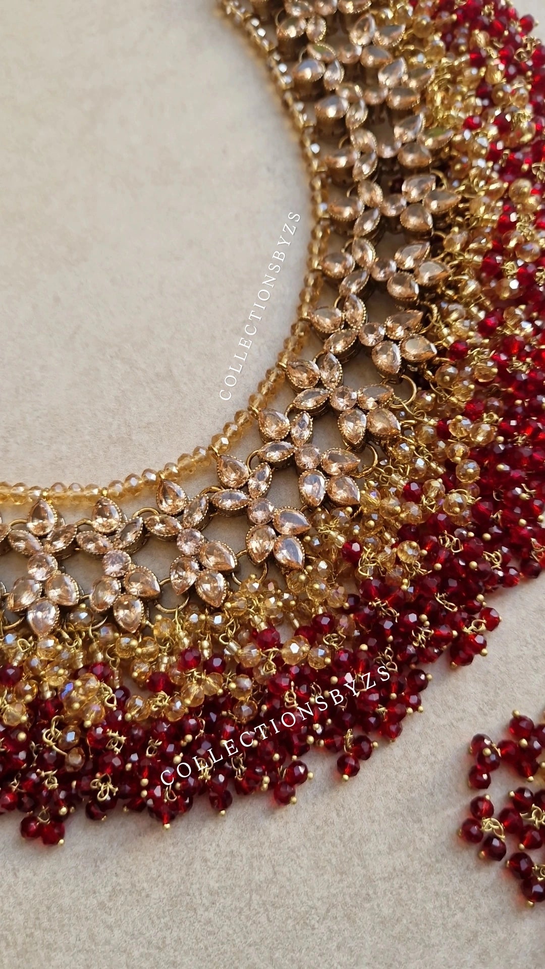 JAMEELA- Beautiful Bridal Pakistani Maroon 4 Piece Jewellery Set