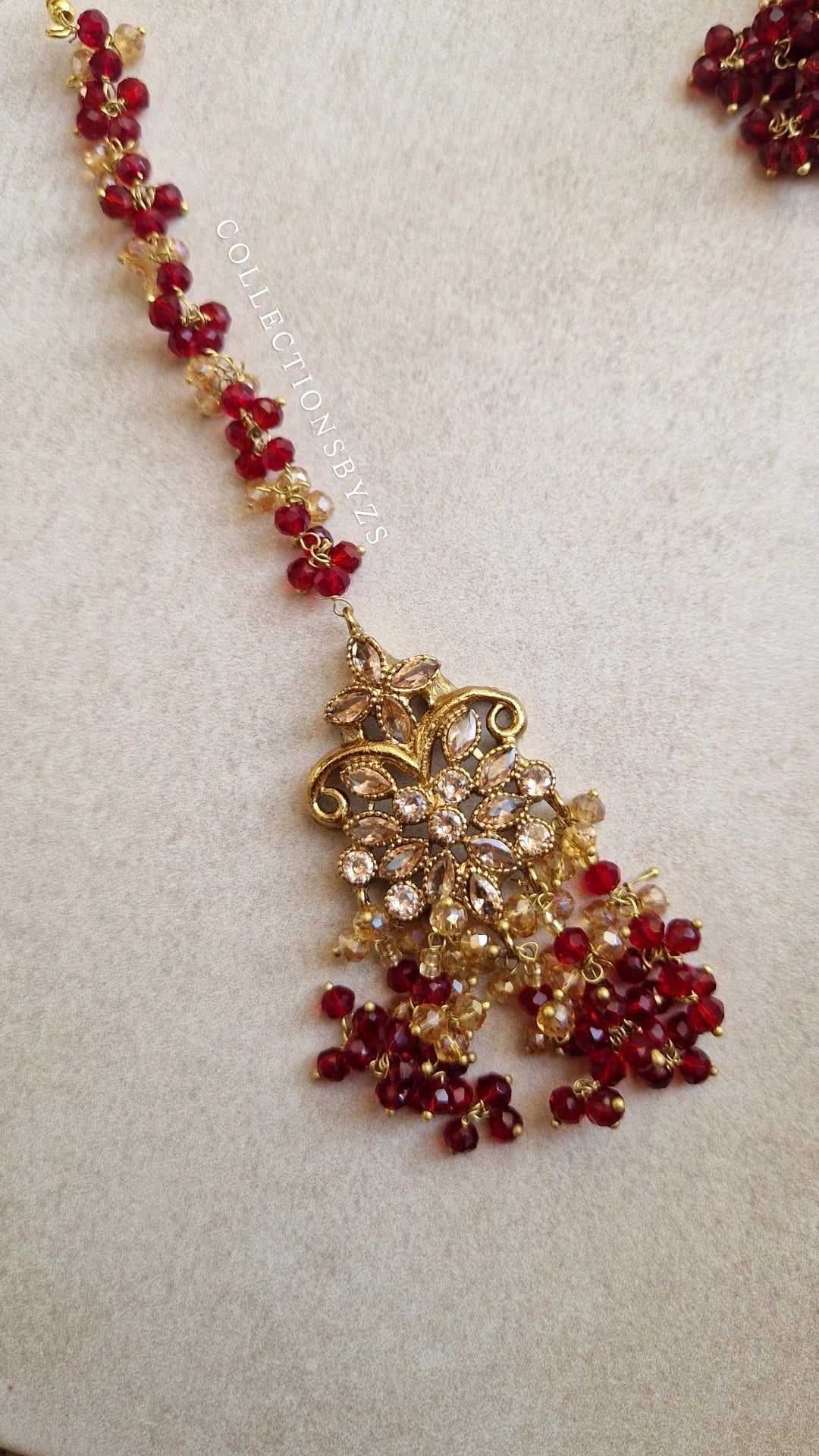 JAMEELA- Beautiful Bridal Pakistani Maroon 4 Piece Jewellery Set