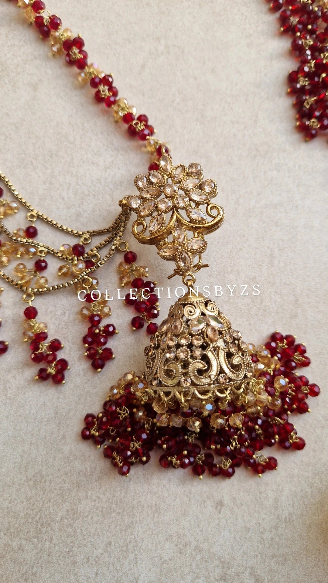 JAMEELA- Beautiful Bridal Pakistani Maroon 4 Piece Jewellery Set