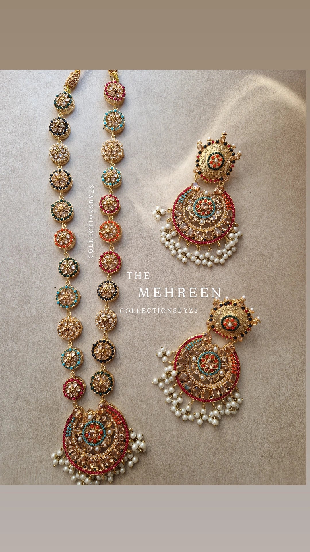 MEHREEN - Nauratan Mala Pakistani Jewellery Set OVERSIZED.