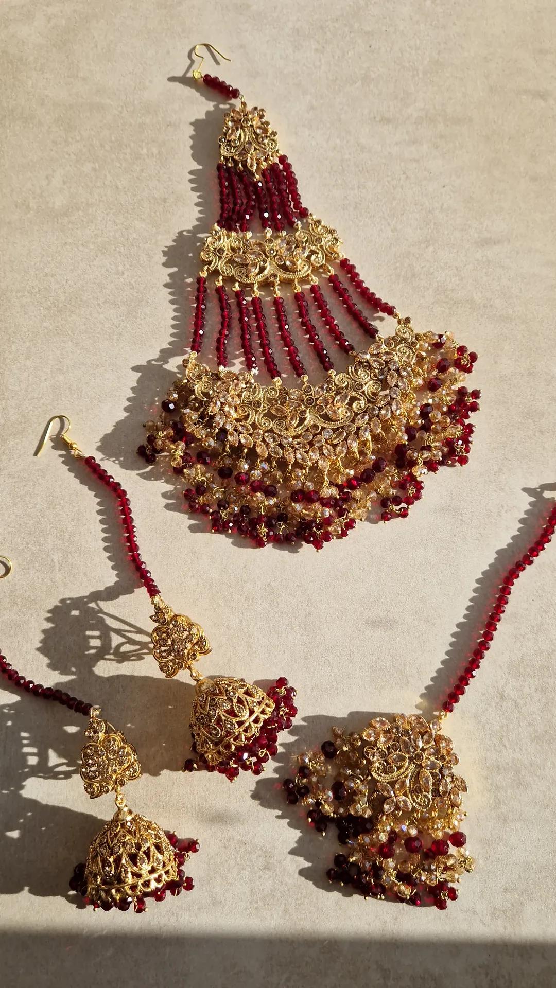 ZARA- Premium Pakistani Earrings, Tikka and OVERSIZED Jhumar Set
