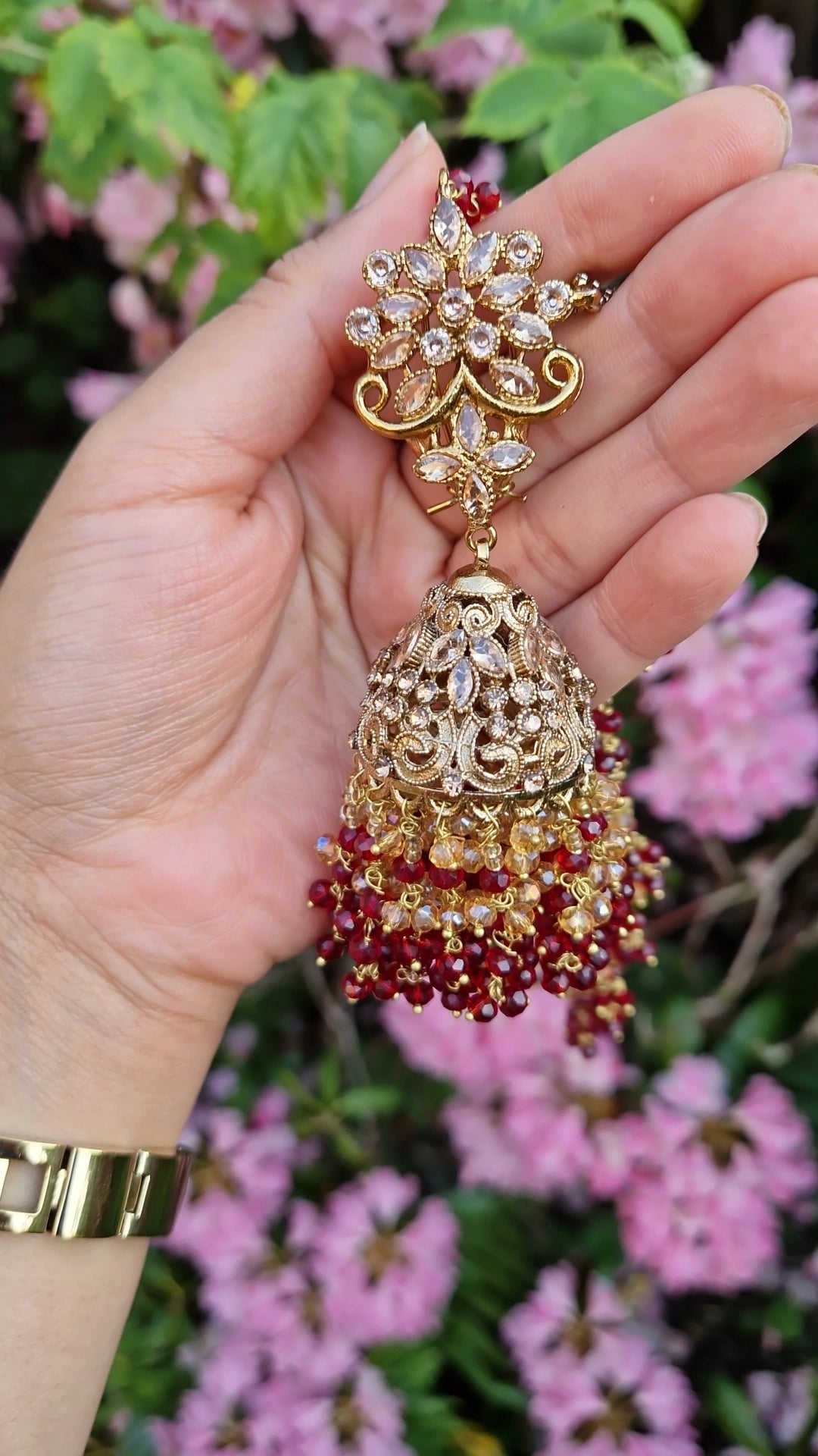 JAMEELA- Beautiful Bridal Pakistani Maroon 4 Piece Jewellery Set