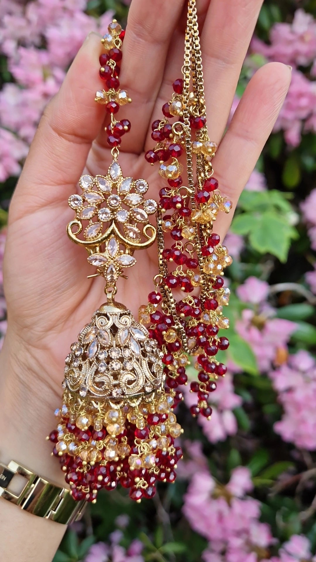 JAMEELA- Beautiful Bridal Pakistani Maroon 4 Piece Jewellery Set